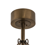 Ceiling canopy and mounting rod detail in antique bronze finish.
