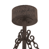 Close-up of canopy and chain suspension with textured Coffee Bean finish.
