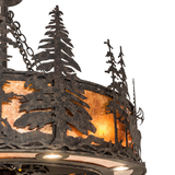 Close-up showing hand-forged pine tree detail with rustic finish.