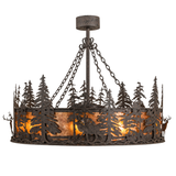 Front lit view highlighting elk and pine trees around mica diffuser.