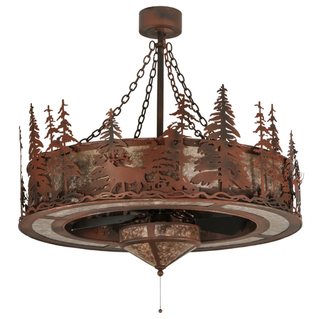 Front unlit view featuring elk and pine forest cutout design.