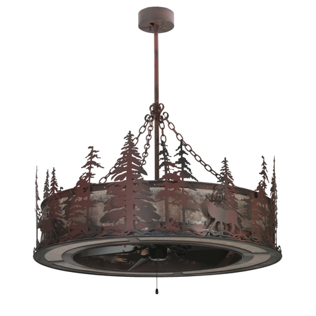 Front unlit view highlighting forest cutouts and rustic bronze finish.