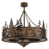 Unlit Elk at Dusk Chandel-Air highlighting elk silhouettes and bronze finish.