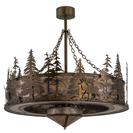 Unlit Elk at Dusk Chandel-Air highlighting elk silhouettes and bronze finish.