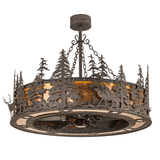 Unlit angled view showcasing elk and pine forest metal silhouettes.