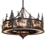 Unlit angled view showing bronze forest scene and elk detailing.