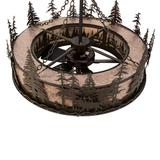 Top angle unlit view showing fan assembly and chain supports.