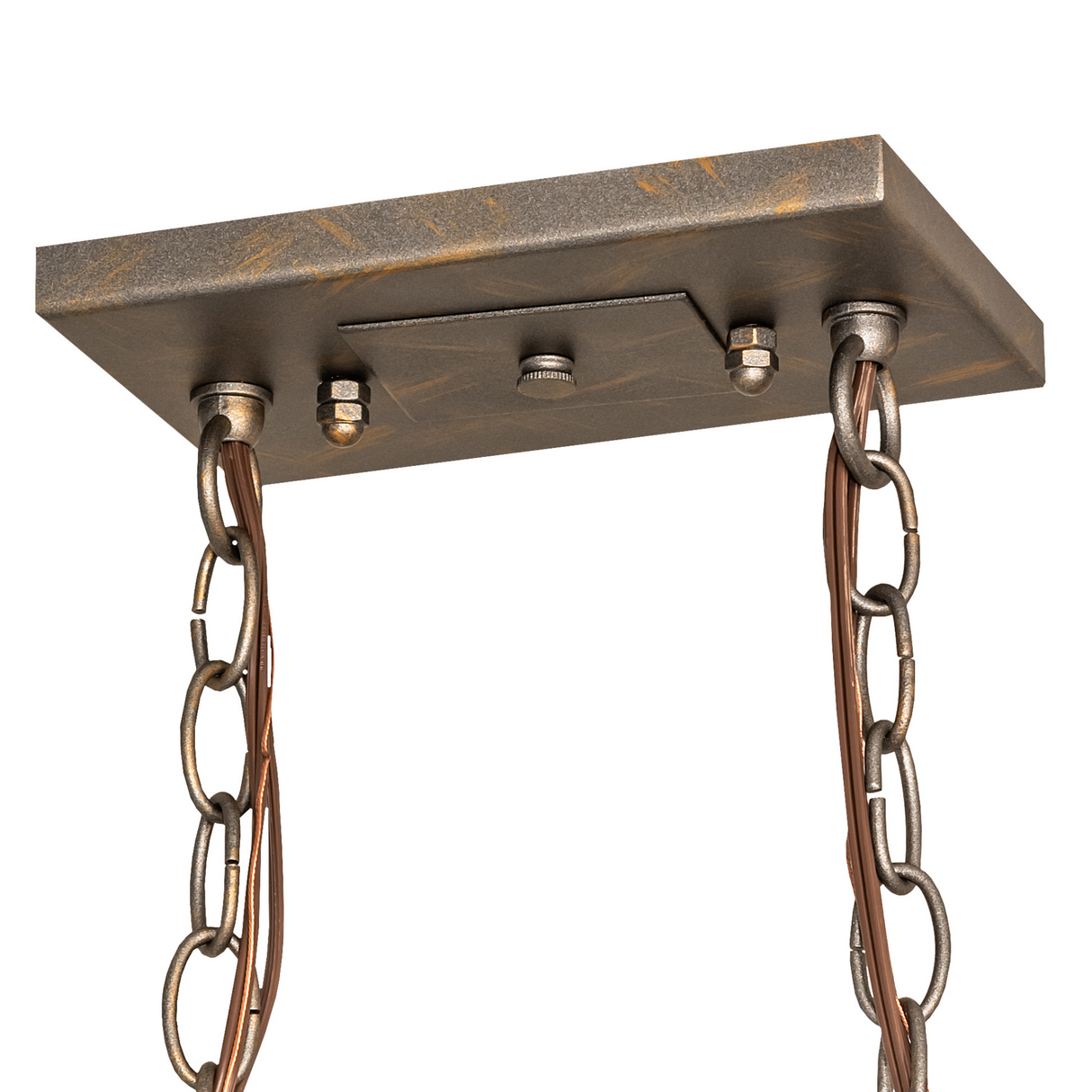 Ceiling mount and chain detail of Eloise 4-light chandelier.