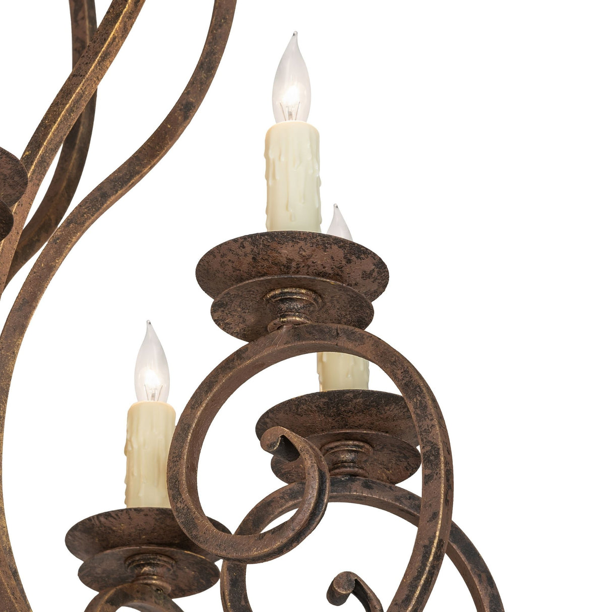 Close-up of faux candlelights and bobeches on Fernando chandelier tier.