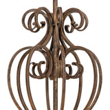 Close-up of Fernando chandelier scrollwork detailing in antiquity finish.
