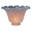 An elegant pink and blue fluted bell shade, emphasizing its handcrafted artistry.