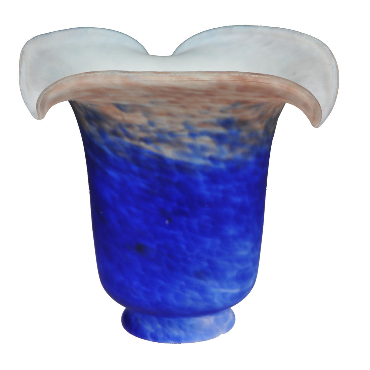 A blue vase topped with a white flower, reflecting a minimalist aesthetic.