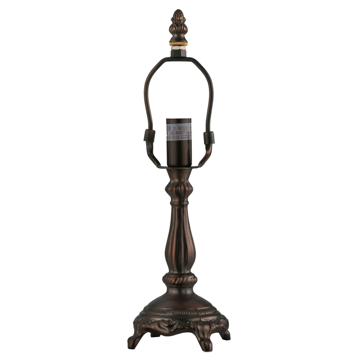 front view of footed lamp base with harp for a versatile lighting setup.