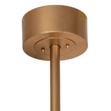 Ceiling canopy detail in matching gold finish for chandelier fan installation.