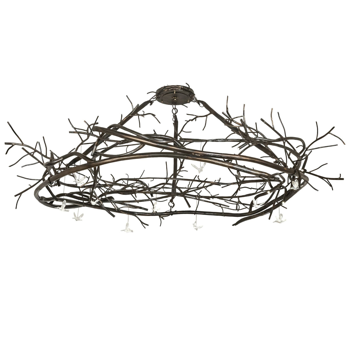 Gardner chandelier illuminated with integrated LED branch lighting.