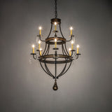 Georgetown 12 light chandelier creating warm ambient lighting in traditional style.