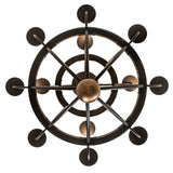 Bottom view of Georgetown chandelier showing circular frame and center finial.