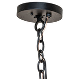 Close up of ceiling canopy and chain detail of Georgetown 12 light chandelier.