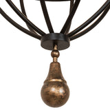 Close-up of pear-shaped finial and lower frame detailing.