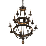 Top angle view showing upper ring and candle arrangement of Georgetown chandelier.