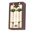 Angled side view of Ginkgo wall sconce featuring green leaf glass details.