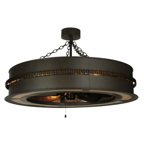 Angled view showing dark roast finish and subtle amber mica glow.