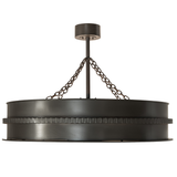 Side unlit view of Golden Forge Chandel-Air highlighting bronze band and chain suspension.