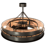 Top lit view of Golden Forge Chandel-Air showing inner bulb arrangement and chain support.