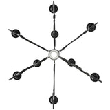 Bottom view showing radial arm layout and center downlight.