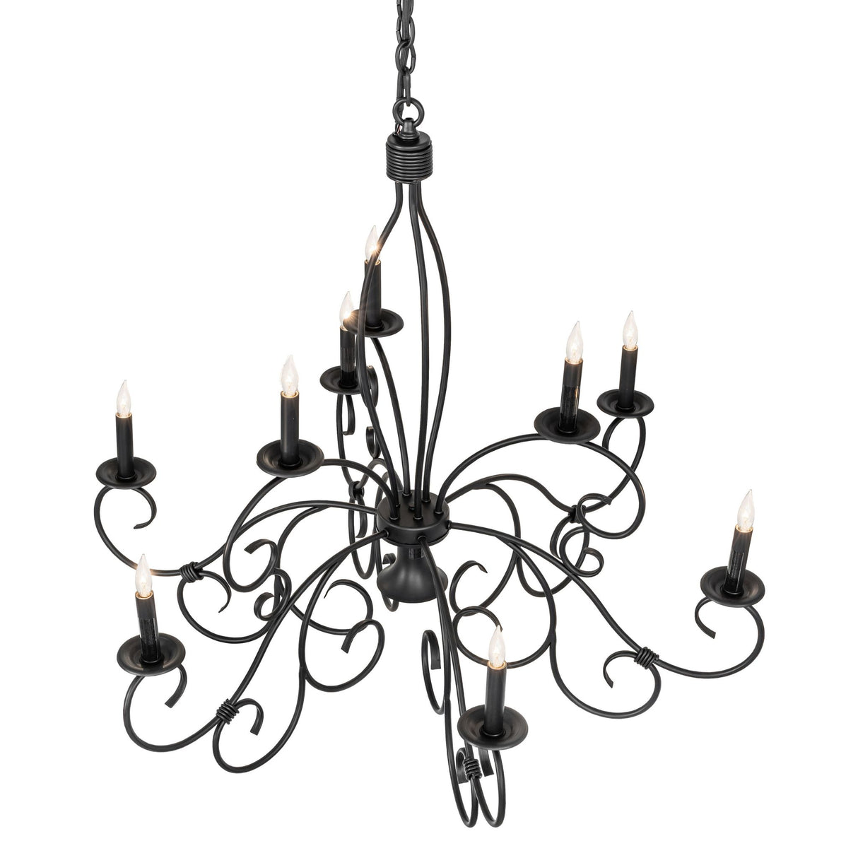 Top angle view showing Grace chandelier arm arrangement.