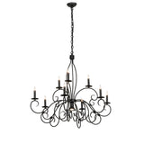 Full hanging view of Grace wrought iron chandelier.