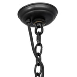 Satin black ceiling canopy and hanging chain detail.