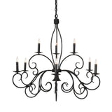Symmetrical view of Grace wrought iron chandelier design.