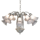 Side angle view of pond lily chandelier.