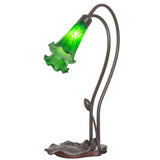 Side view of the Green Tiffany Pond Lily accent lamp showcasing its delicate design and craftsmanship.