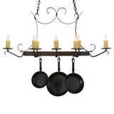Alternate angled view of oval 8-light pot rack chandelier.