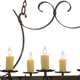 Close-up of faux candlelights and bobeches.