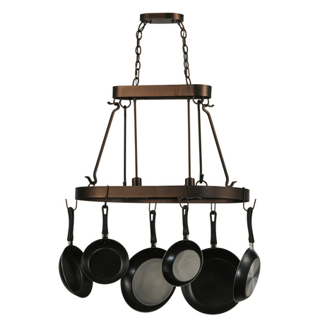 Angle view of Harmony 2 Light Pot Rack chandelier.