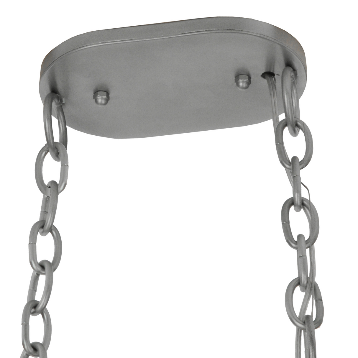 Close-up of ceiling canopy and chains on Harmony fixture.