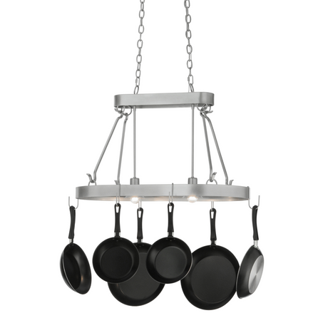 Harmony 2-light oval pot rack chandelier front view.