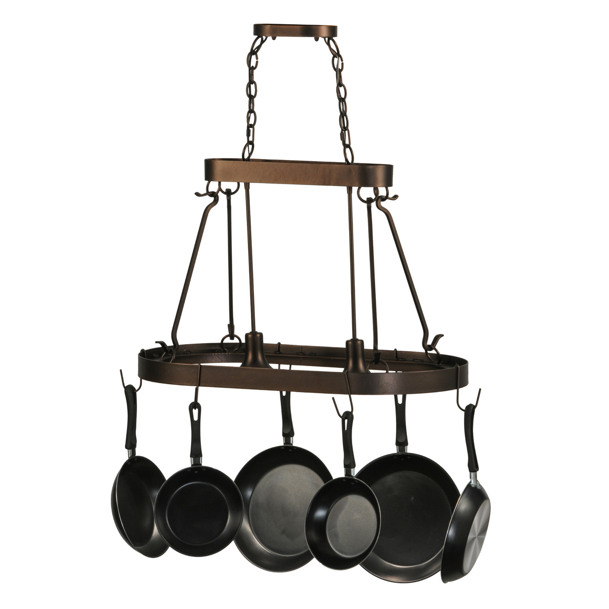 Closeup of Harmony pot rack frame unlit.