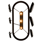 Bottom view highlighting three downlights and oval frame.