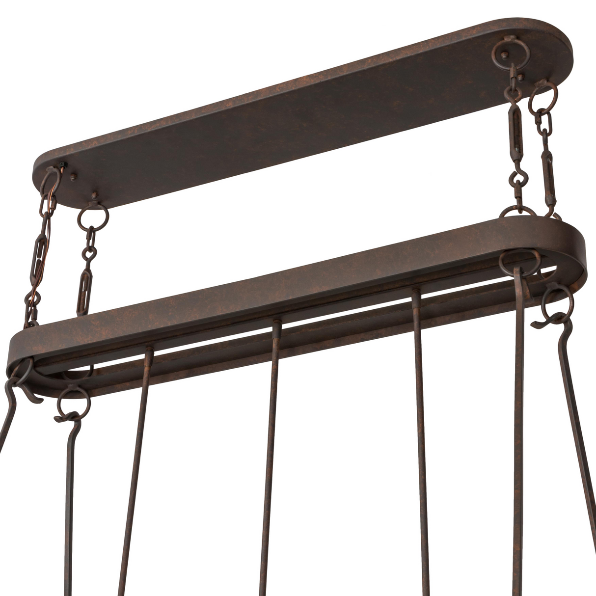 Detail of double canopy ceiling mount and chain supports.