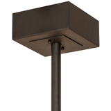 Bronze ceiling canopy and hanging rod detail of Hausman chandelier fan.