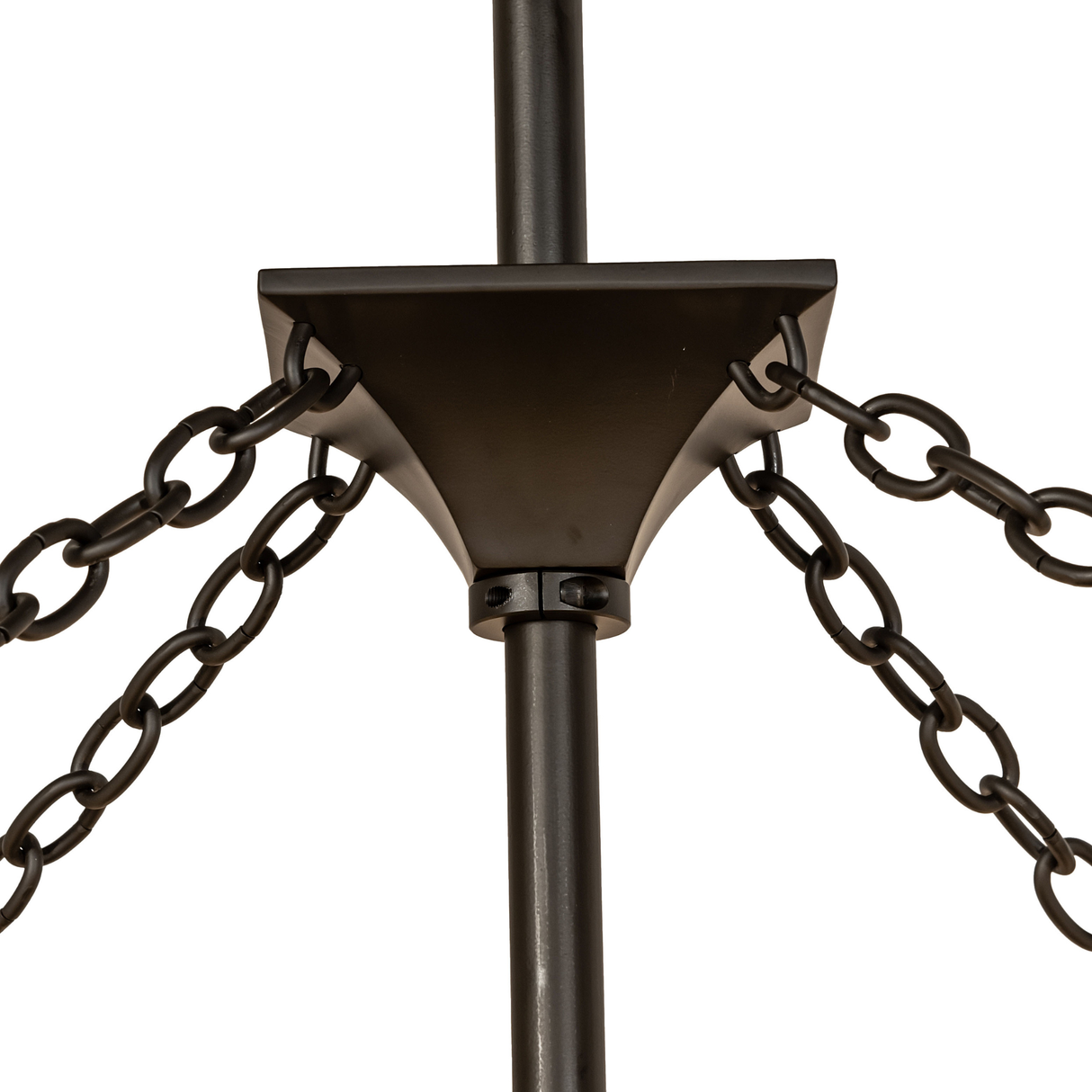Chain mount connection detail highlighting handcrafted metal finish.