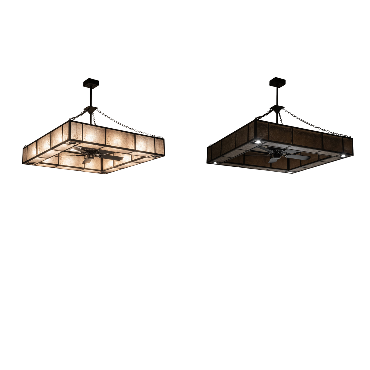 Hausman Chandel-Air comparison showing inside lights vs downlights effect.
