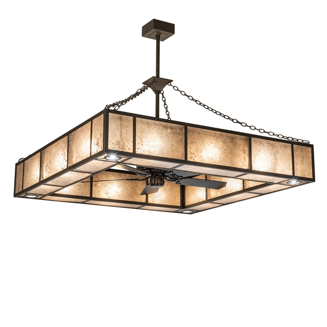 Hausman Chandel-Air front view glowing warmly through silver mica panels.