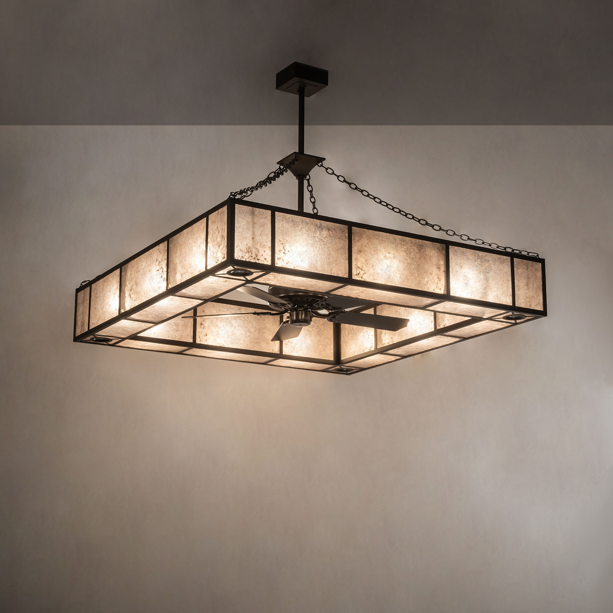 Hausman Chandel-Air illuminating wall with warm layered lighting.