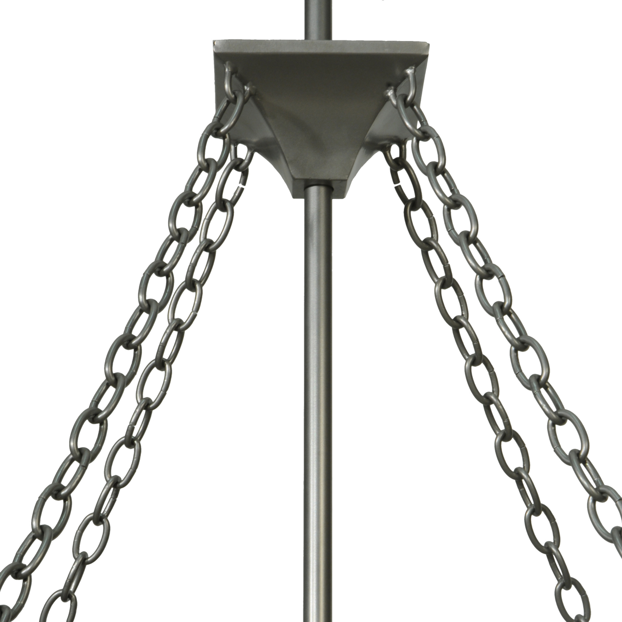 Chain support detail showing nickel-finished rods and linked suspension.