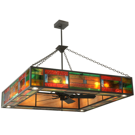 Hausman Mission Chandel-Air front view lit showing multicolor stained glass.